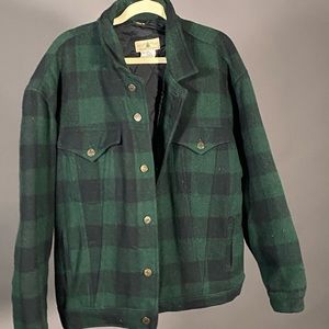 Wool vintage green buffalo check jacket